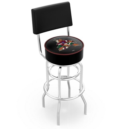 Holland Bar Stool Co 25" Chrome 2-Ring Arizona Coyotes Swivel Bar Stool, Back L7C425AriCoy